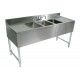 60" 3-Hole UnderBar Sink, with 2 DrainBoards