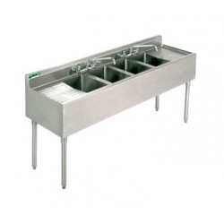 72" 4-Hole UnderBar Sink, with 2 Drain Boards