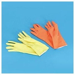 Orange Reusable Flock Lined Gloves, Large