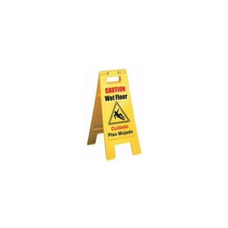 Wet Floor Sign, A-Frame, Plastic, Yellow