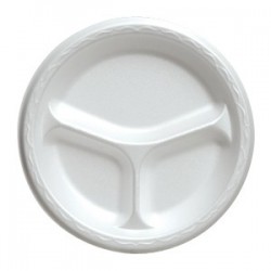 10-1/4" China Foam Dinner Plate, White, Divided