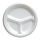 9" China Foam Luncheon Plate, White, Divided