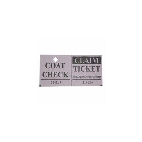 Two-part Coat Room Check Tickets
