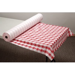 Plastic Disposable Table Covering. Red Gingham