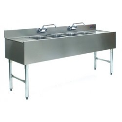 84" 4-Hole UnderBar Sink, with 2 DrainBoards